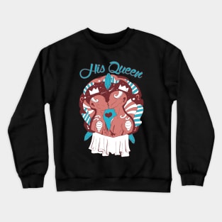 Coral Moonlit Lovers Kiss - His Queen Crewneck Sweatshirt